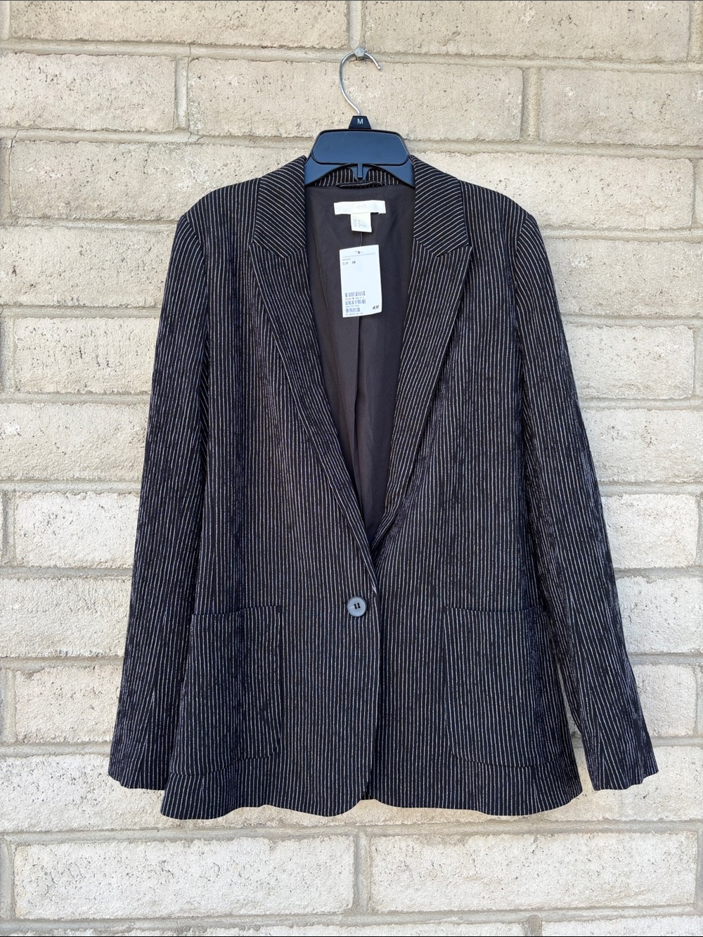 Women’s H&M Pinstripe Blazer Jacket Black Size 6